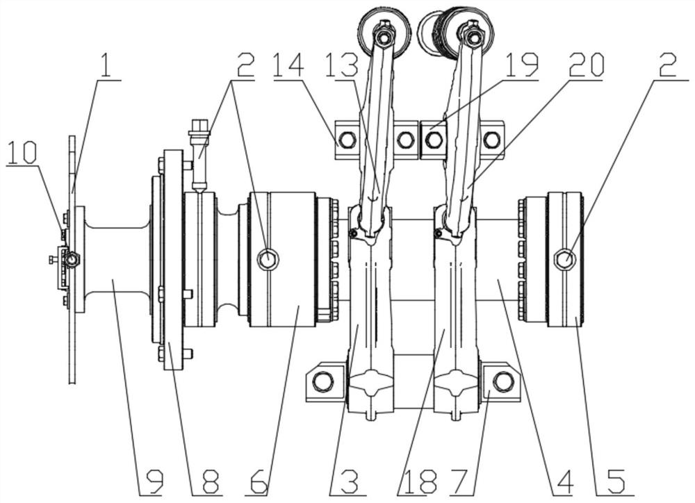 A horizontal intake and exhaust gas distribution device