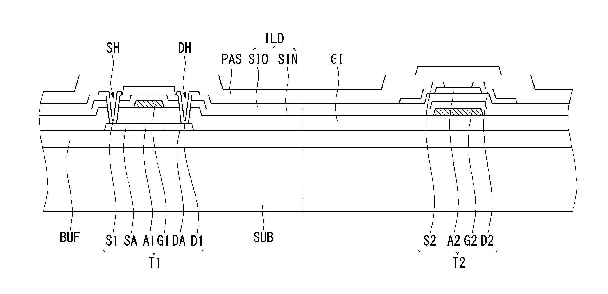 Thin film transistor substrate and display using the same