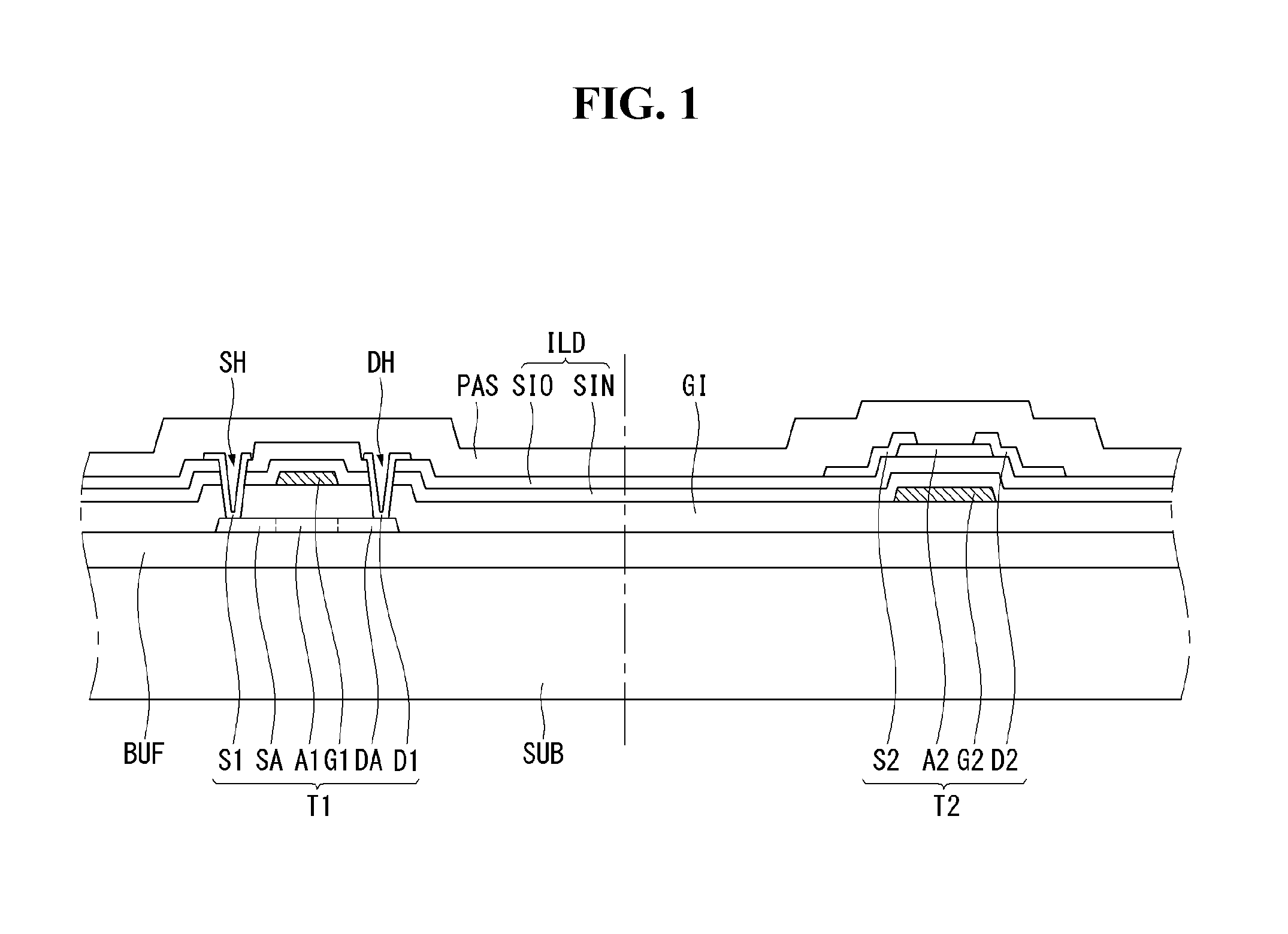 Thin film transistor substrate and display using the same