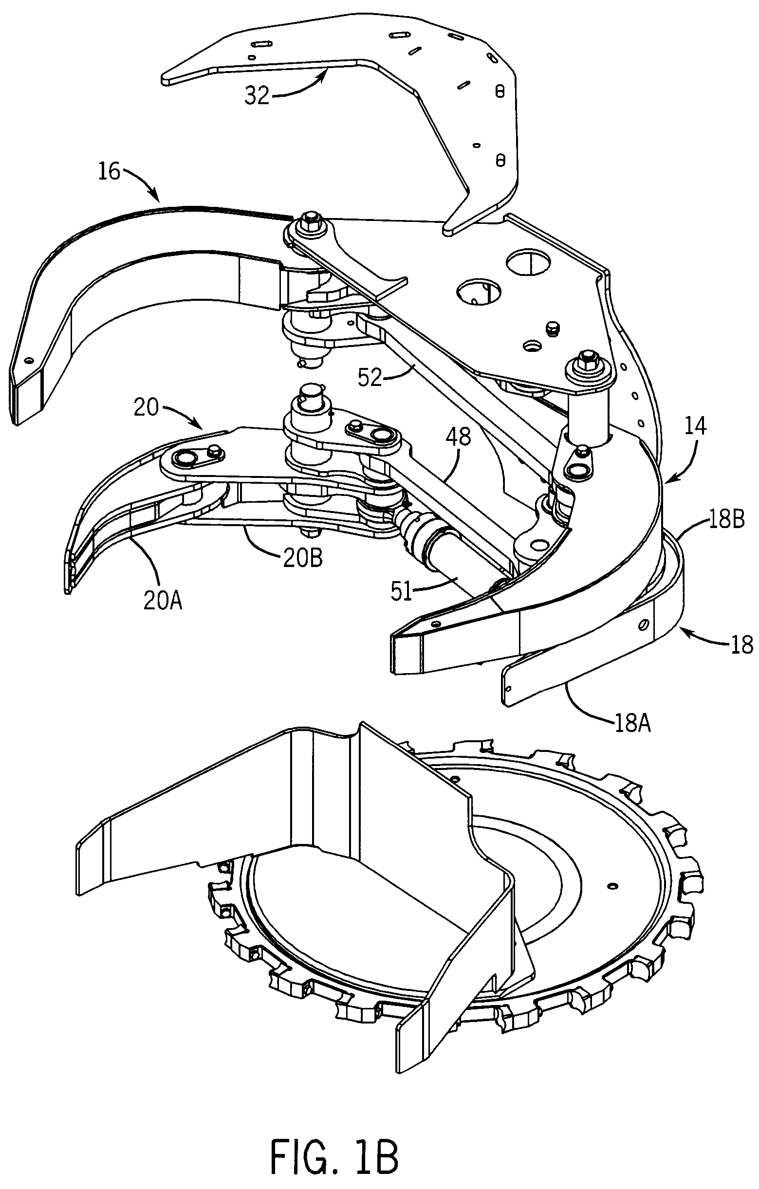 Felling head with offset arms