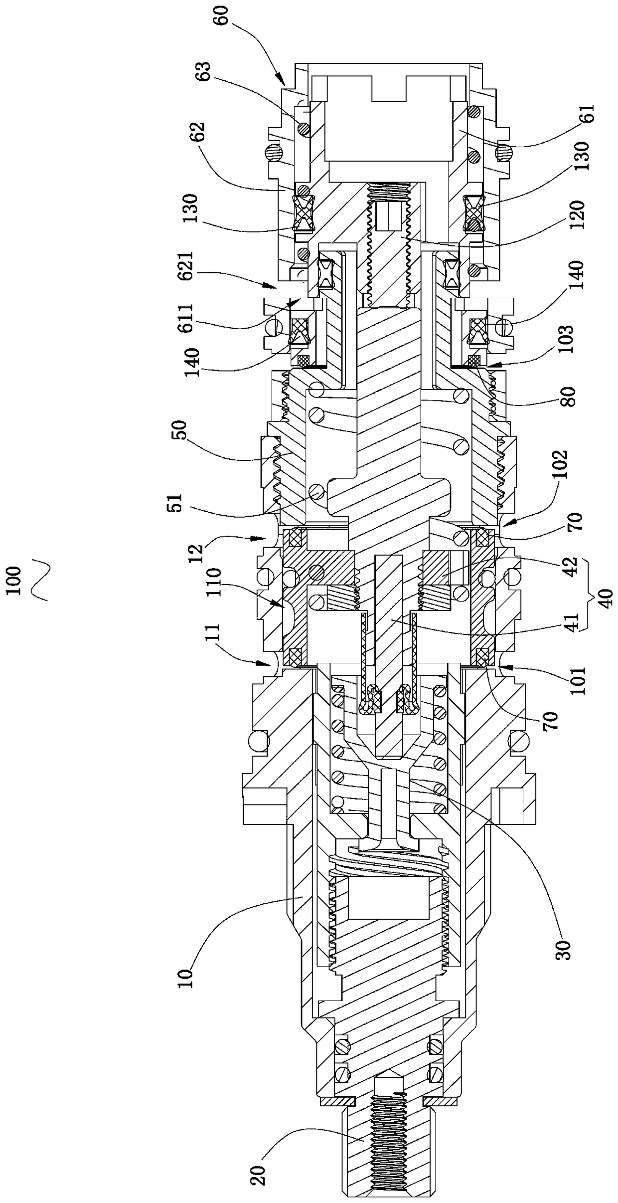 A constant temperature and constant flow valve core with linked flow diversion function