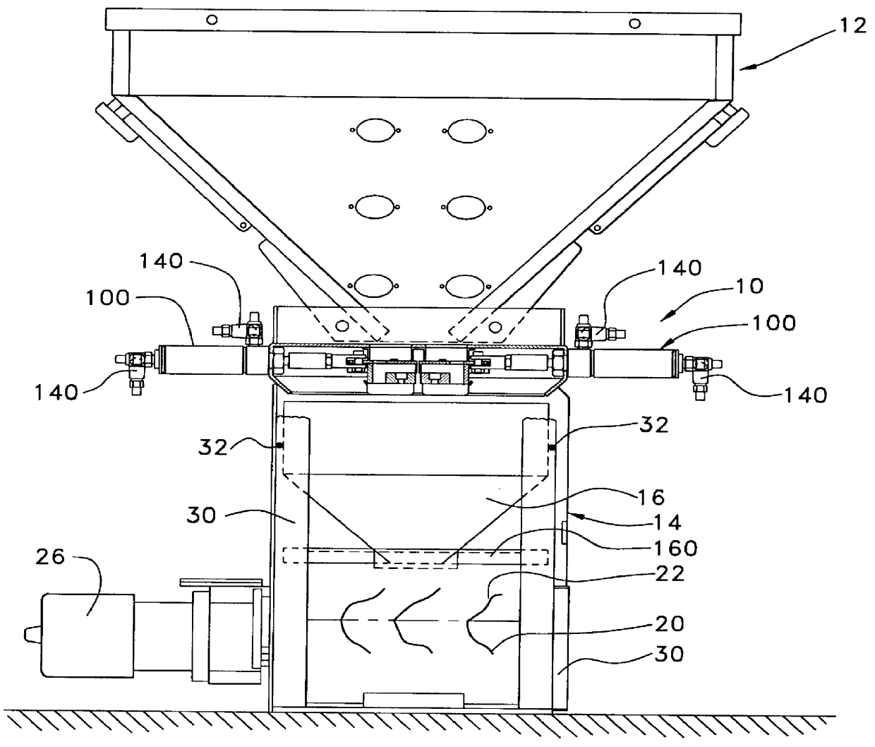 Apparatus and method for gravimetric blending with horizontal material feed