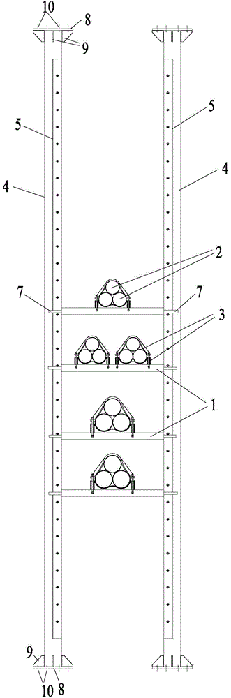 Cable fixing method and device at connecting position of cable shaft well and cable tunnel