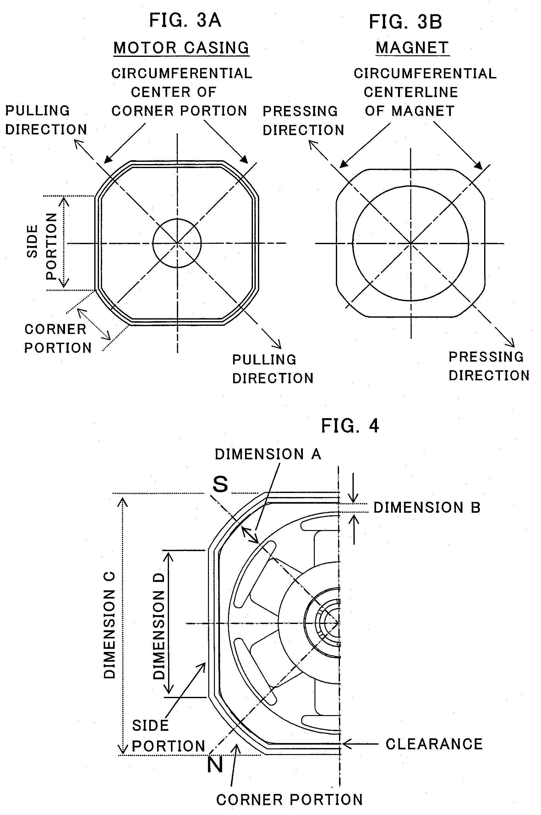 Small-sized motor having polygonal outer shape