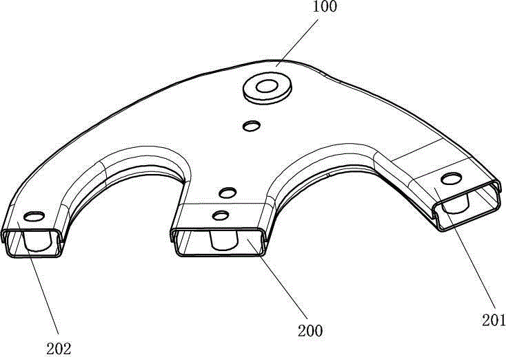 A connection device between a sub-frame and a vehicle body and an automobile using the same