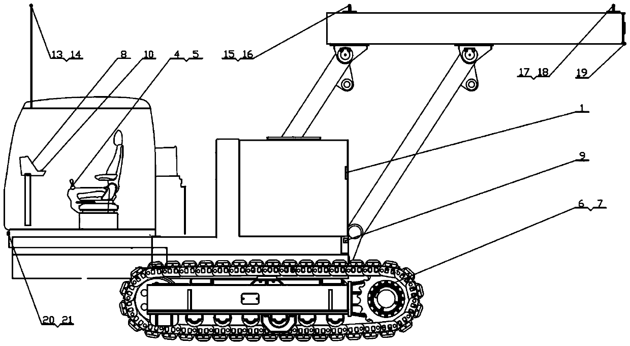 High-precision linear walking deviation correction system based on double-sided distance detection and engineering vehicle