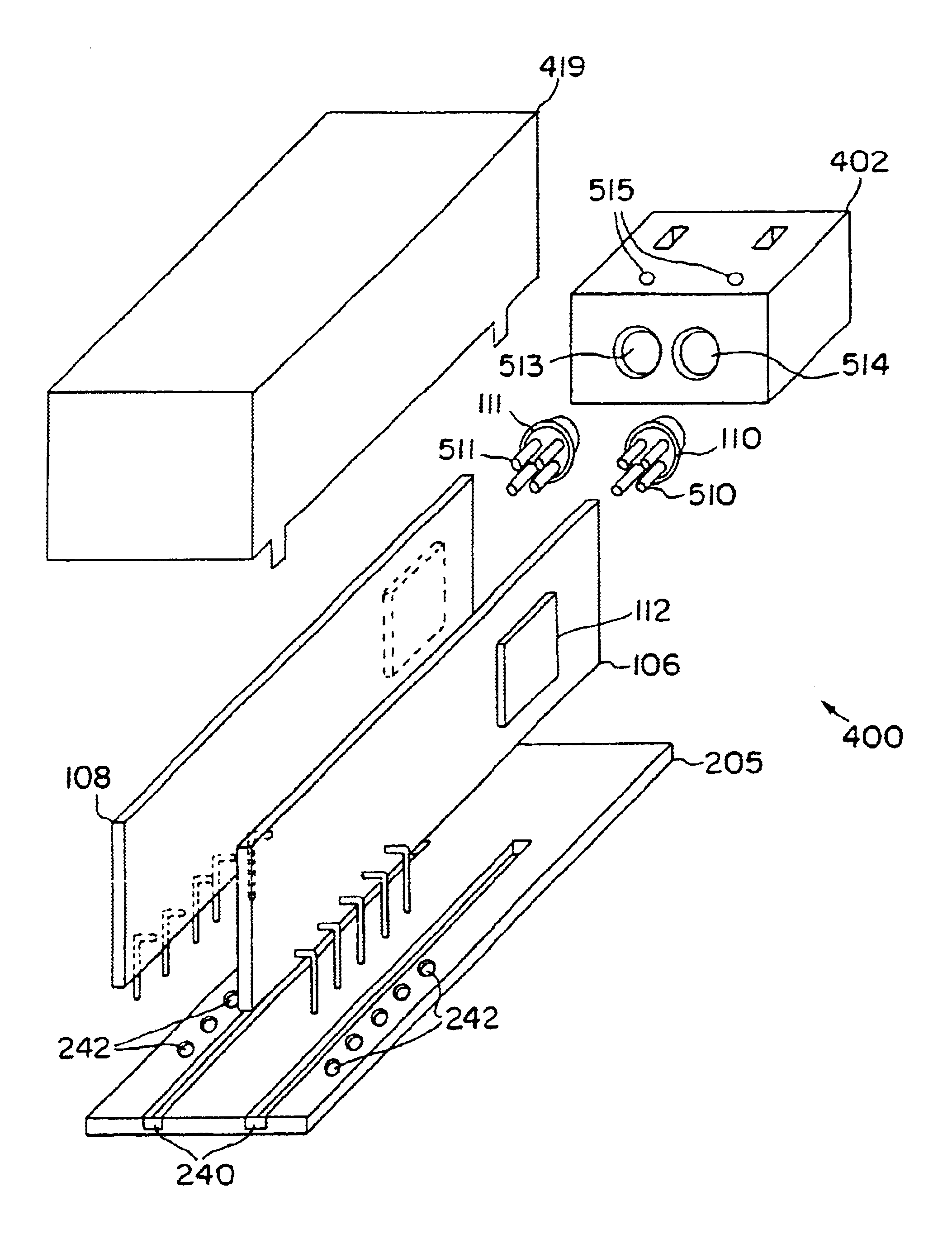 Method and apparatus for vertical board construction of fiber optic transmitters, receivers and transceivers