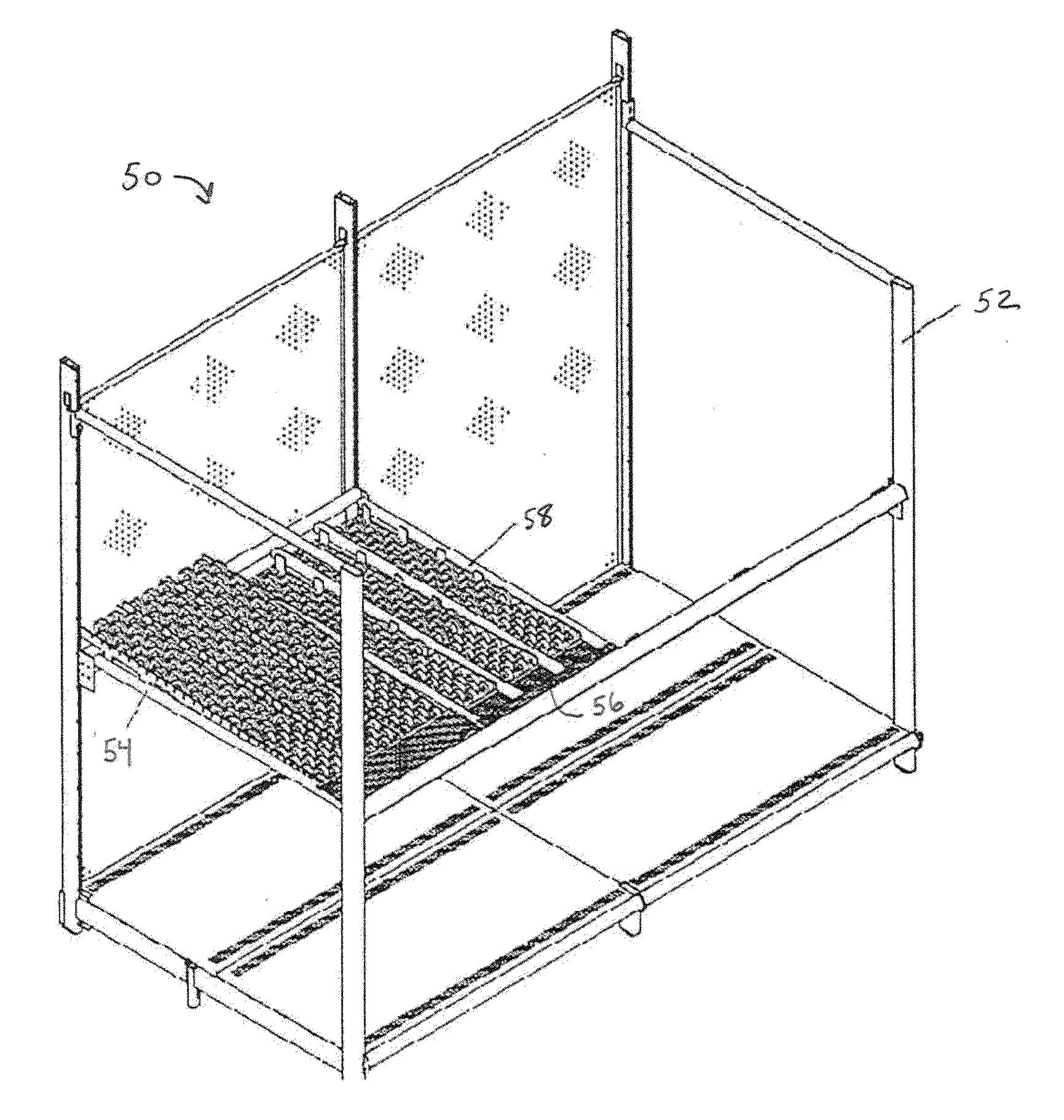 Controlled gravity feed shelf system