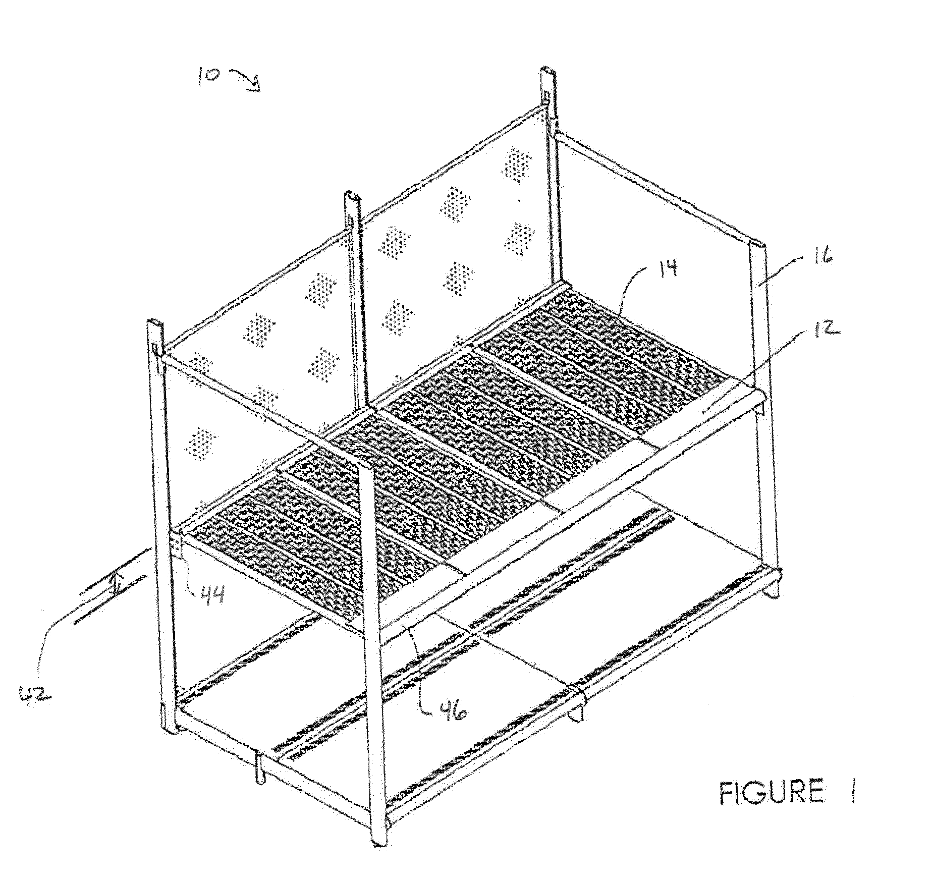 Controlled gravity feed shelf system