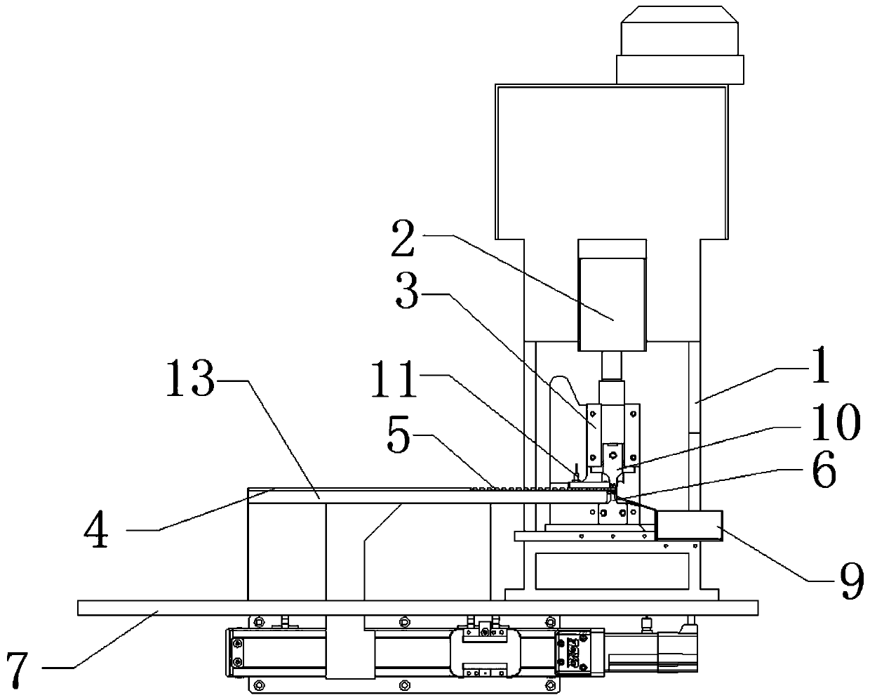 Electronic detonator chip leg wire riveting device and processing flow based on same