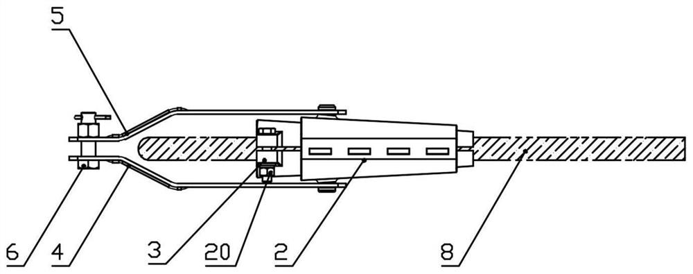 Closed shell wedge-shaped strain clamp for overhead insulated conductor