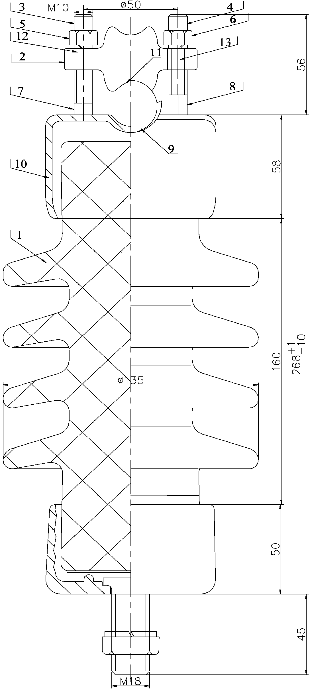 Column porcelain insulator