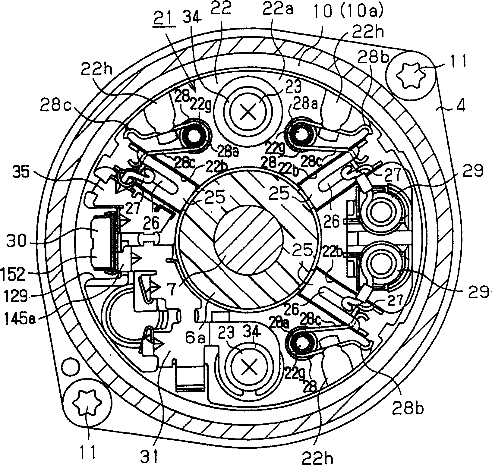 Brush holder device for dynamoelectric machine