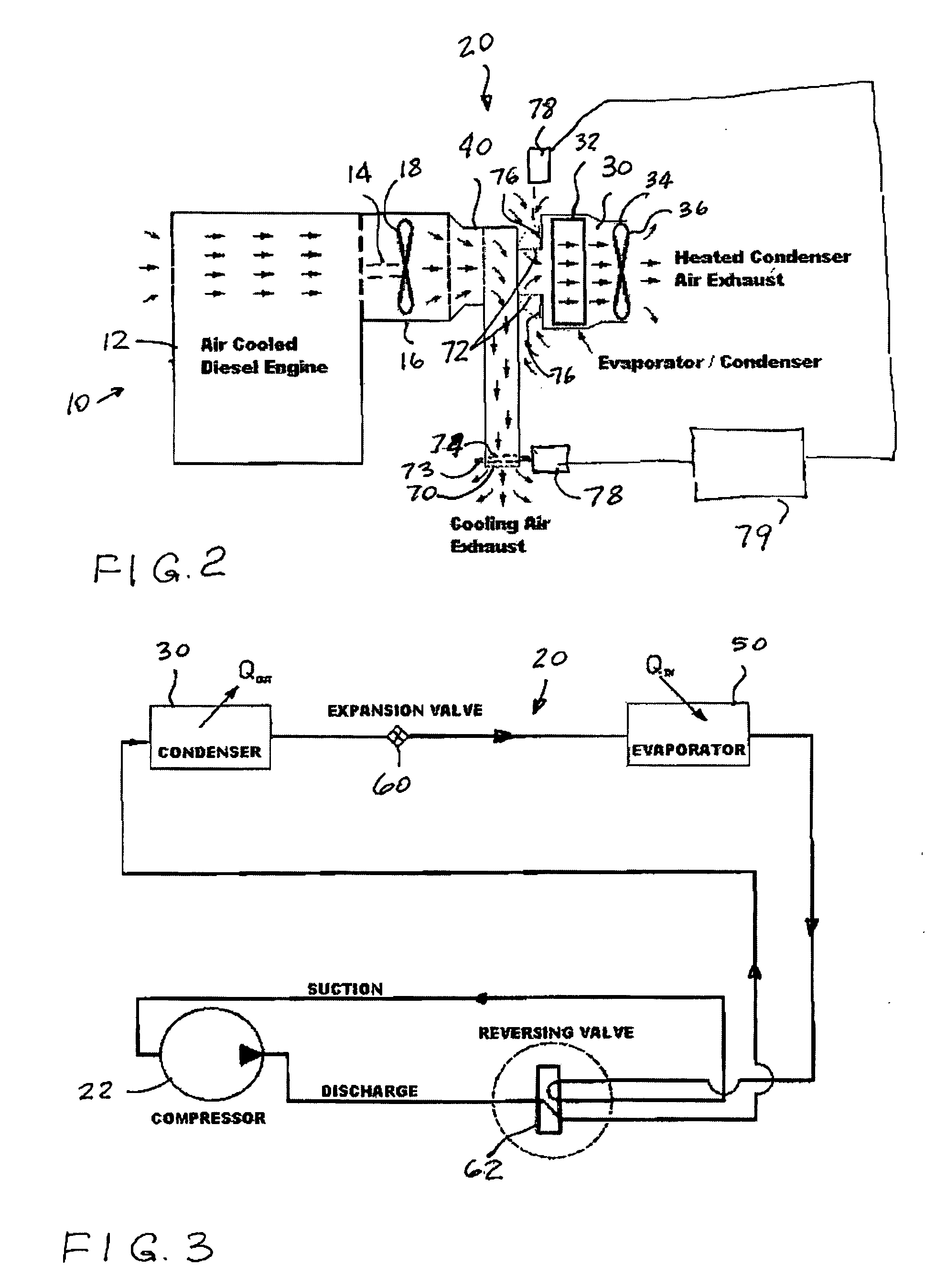 Reversible mode vehicle heating and cooling system for vehicles and method therefor