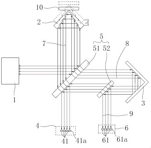 Contrast anti-interference laser interferometer with a microtremor ladder-type optical corner reflector and calibration method and measuring method thereof