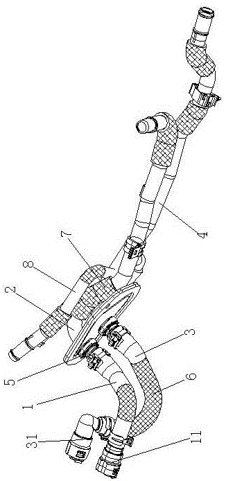 Cooling pipeline of double-turbine pressurizing plug-in type hybrid power system and manufacturing technology of cooling pipeline