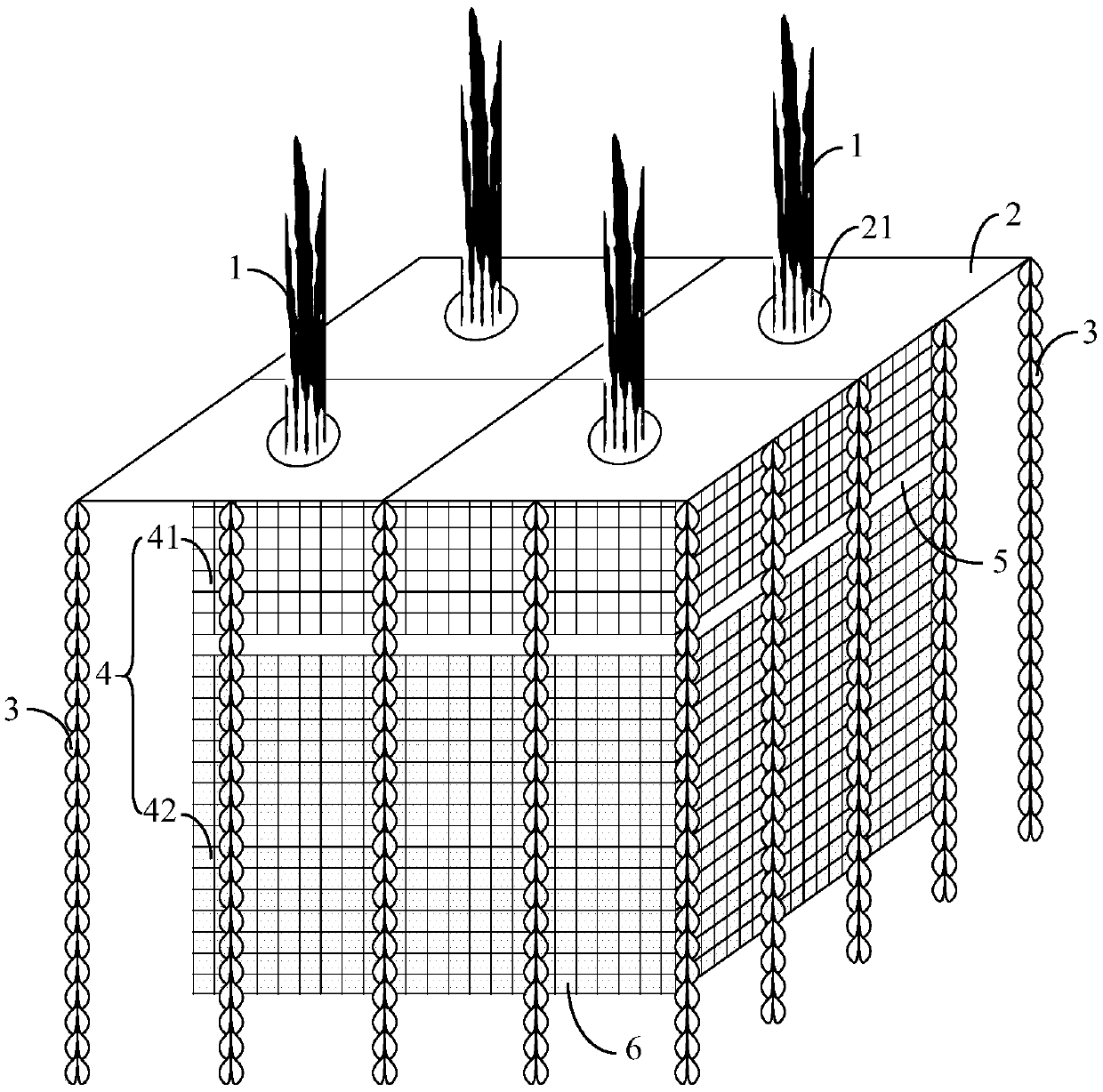 Integrated floating island bio-bed for repairing black and odorous water body