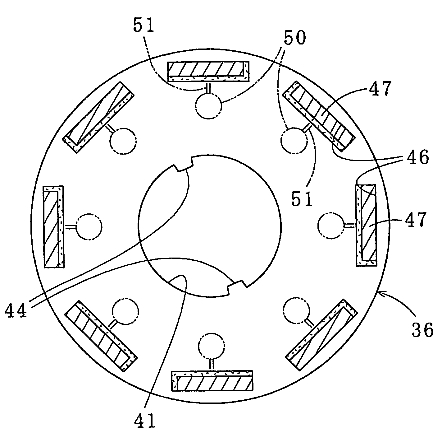 Method of resin sealing permanent magnets in laminated rotor core