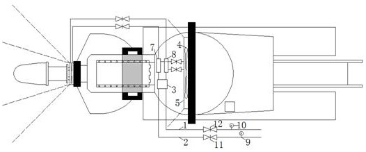 Method for treating dust on coal mine heading face by using aerial fog turbulent flow fluid