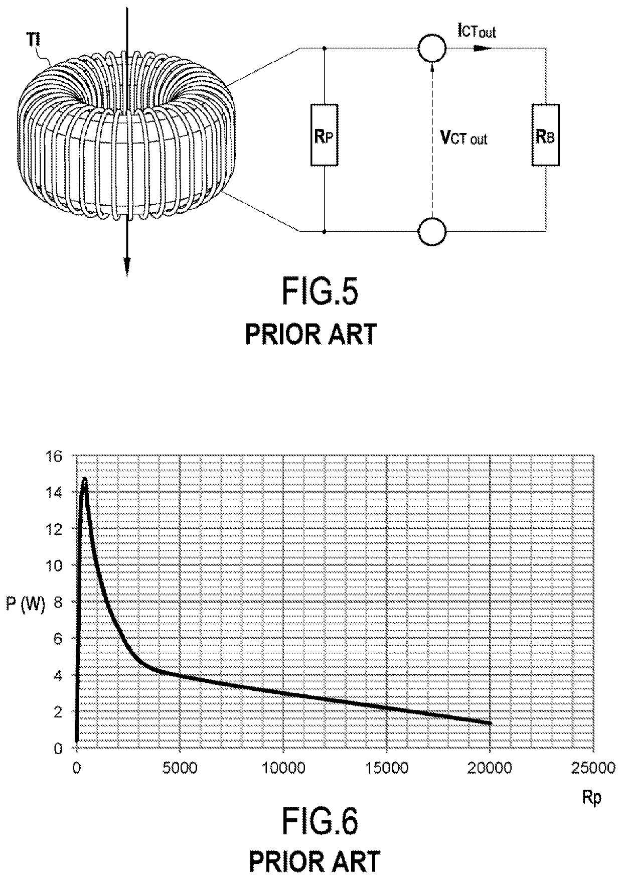 Current measuring device protected against electrical surges when opening the circuit