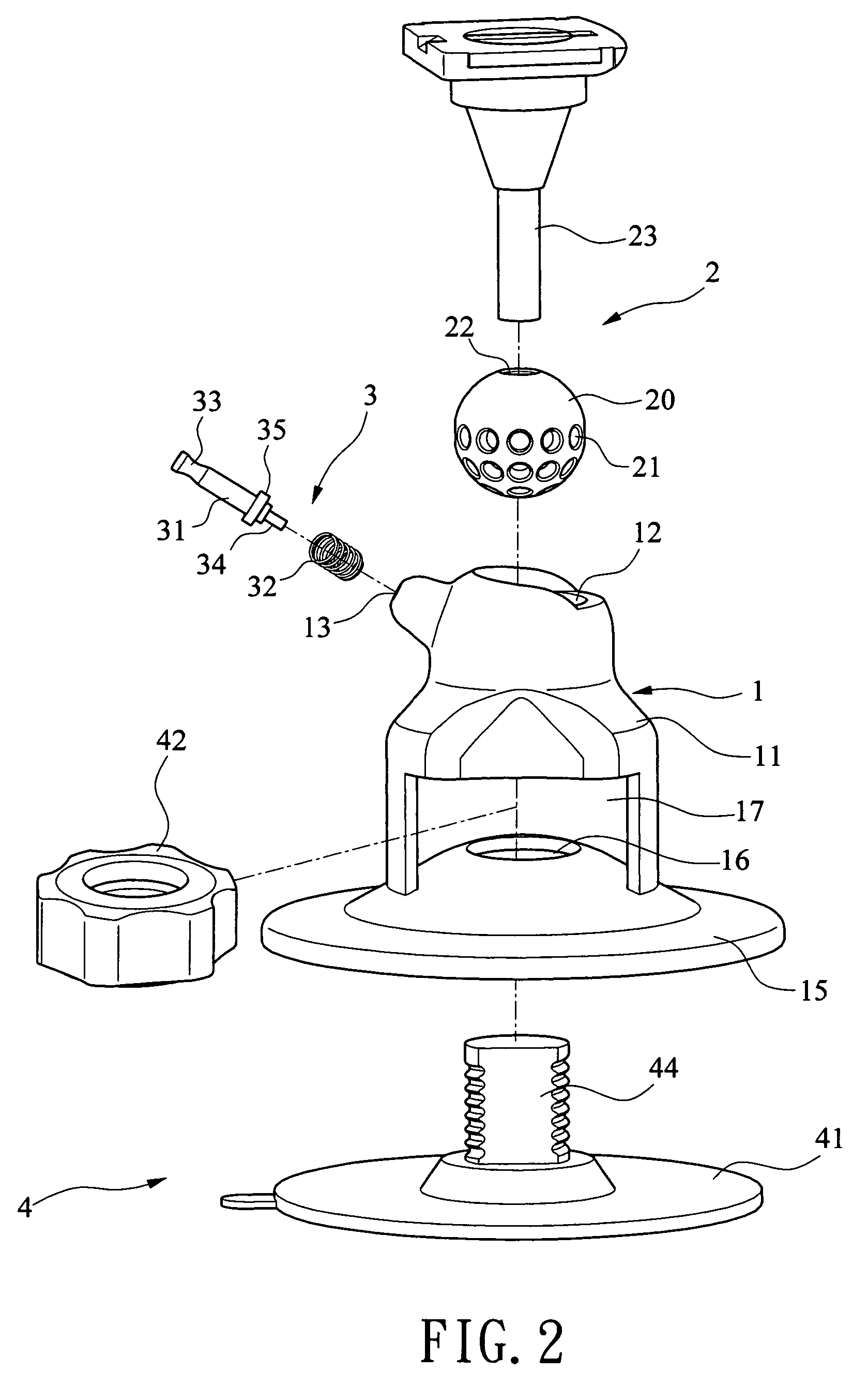 Mechanism for fastening a pivotal support in any direction