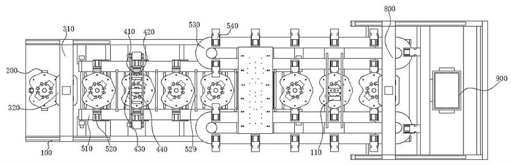 Automatic production equipment for stamping, drawing and flanging middle part of workpiece