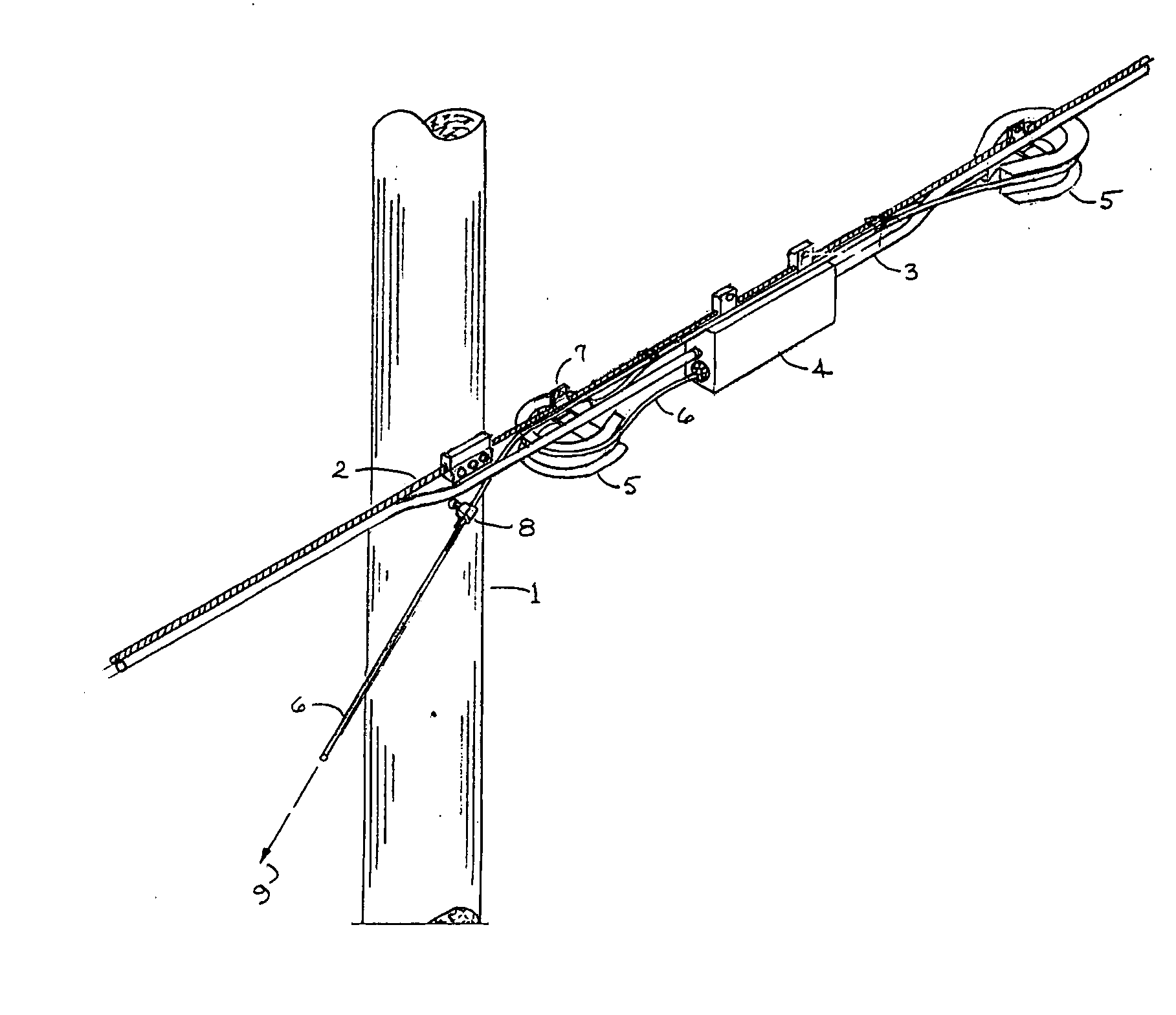 Support fixture and method for supporting subscriber specific fiber optic drop wire