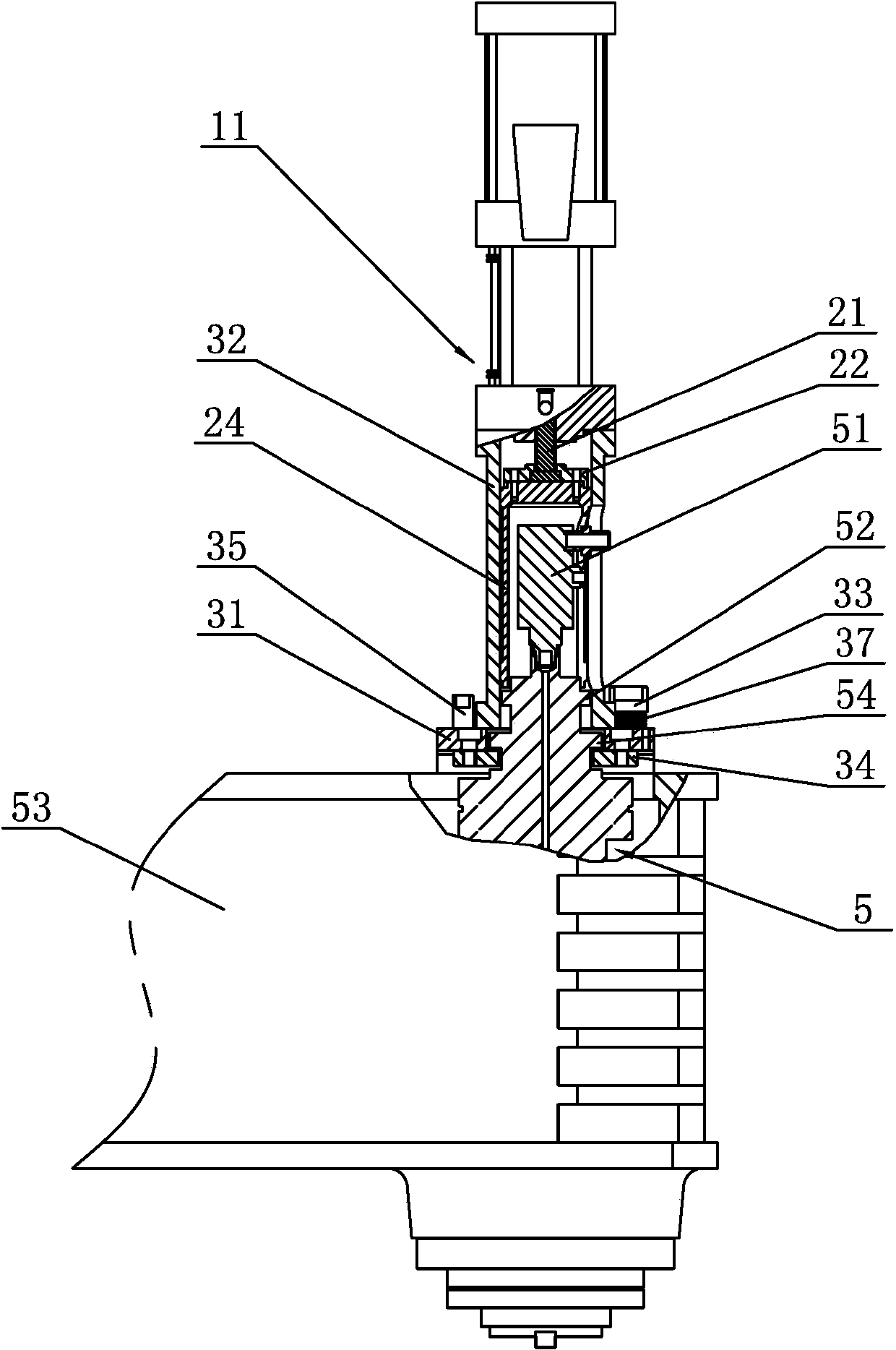 Floating cutter loosening device for central water discharging spindle