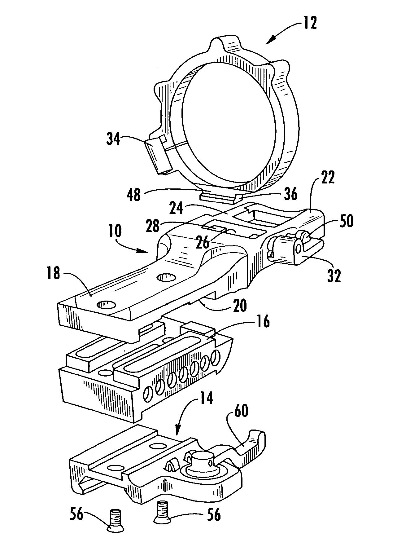 Detachable mount for a telescopic firearm sight