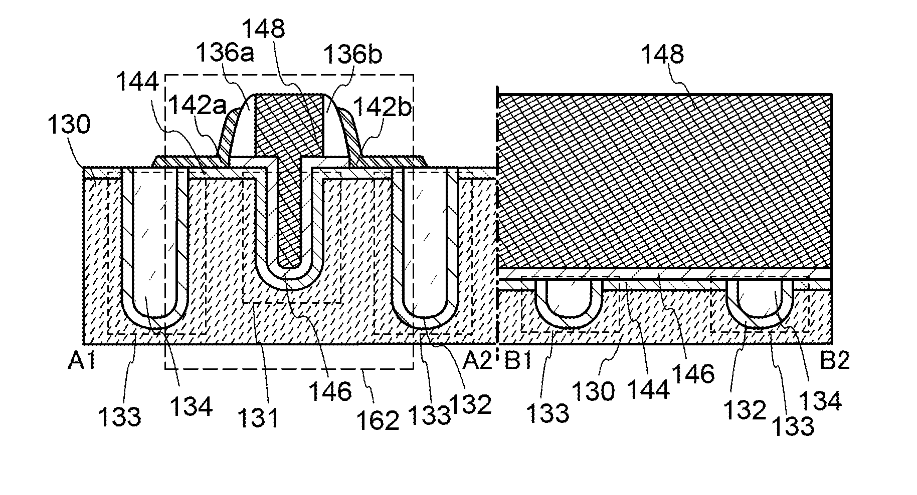 Oxide semiconductor device including gate trench and isolation trench