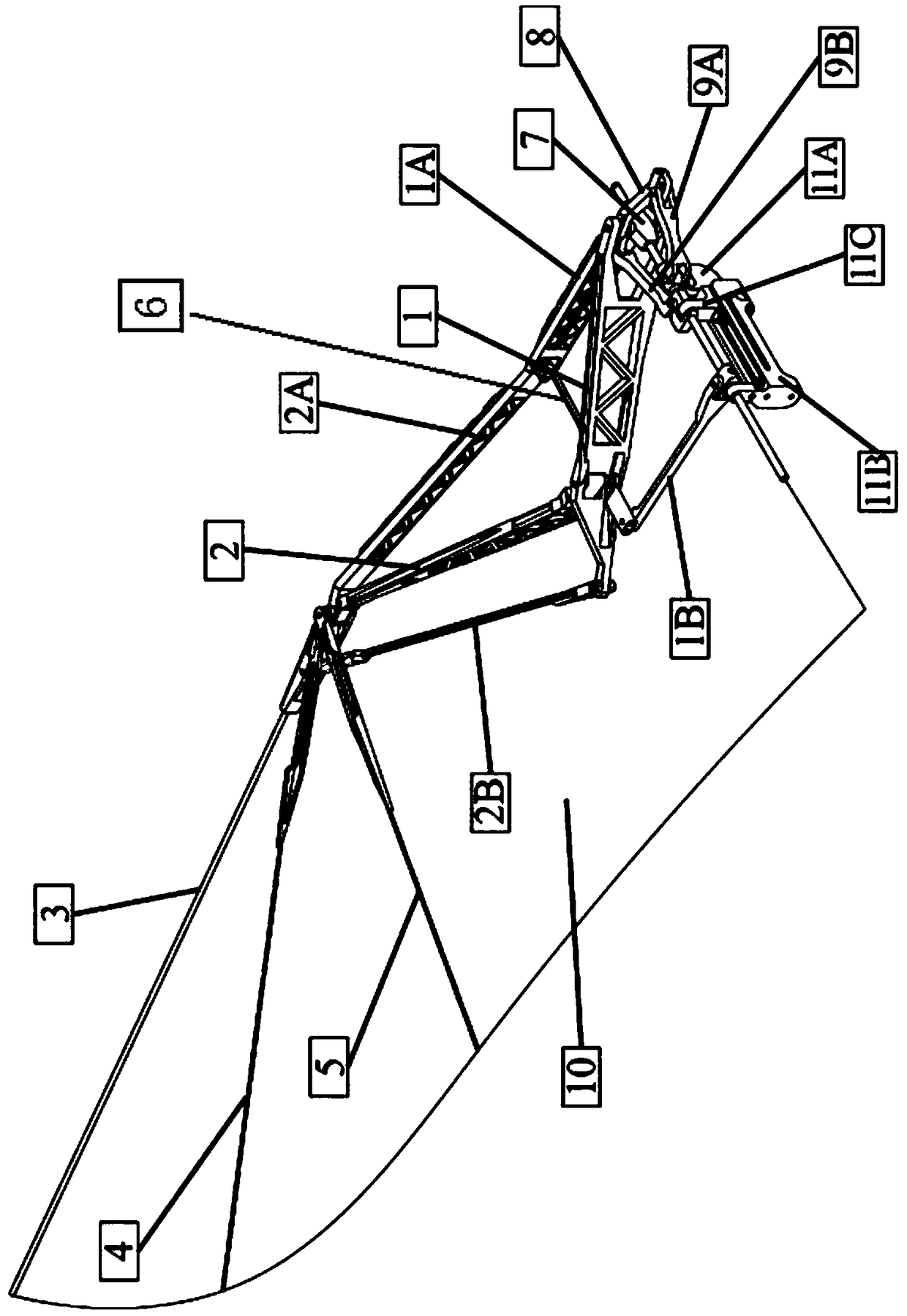 Folding wings of a flapping-wing aircraft that imitates folding wings of birds and bats