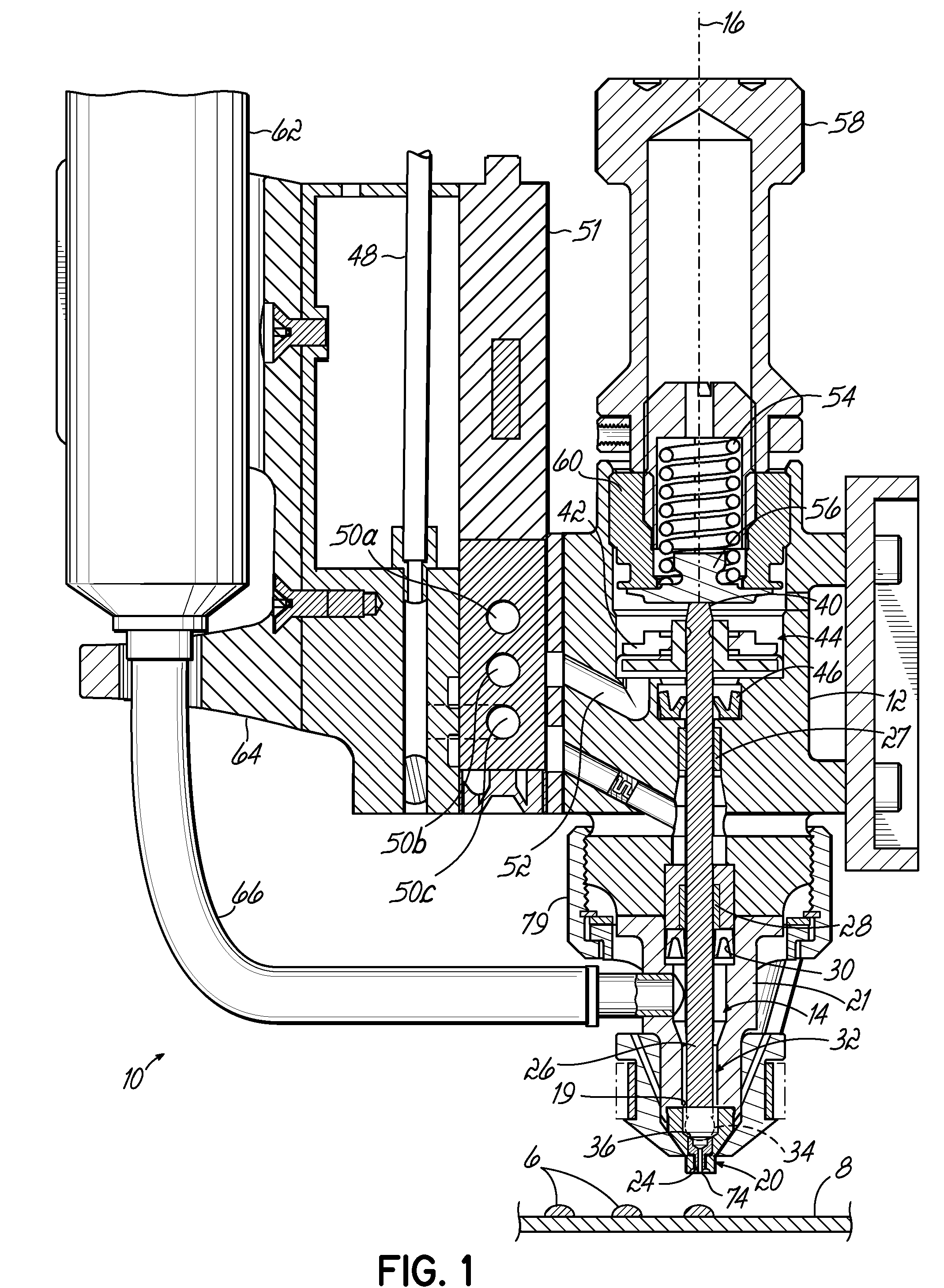 Dispenser nozzle having differential hardness