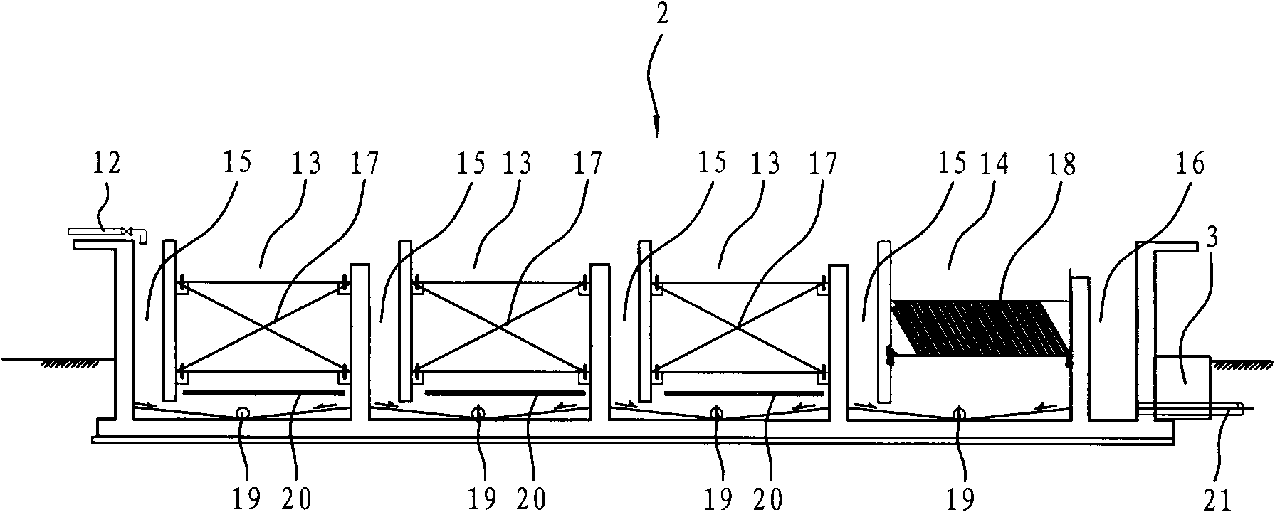 Artificial wetland sewage treatment method and system