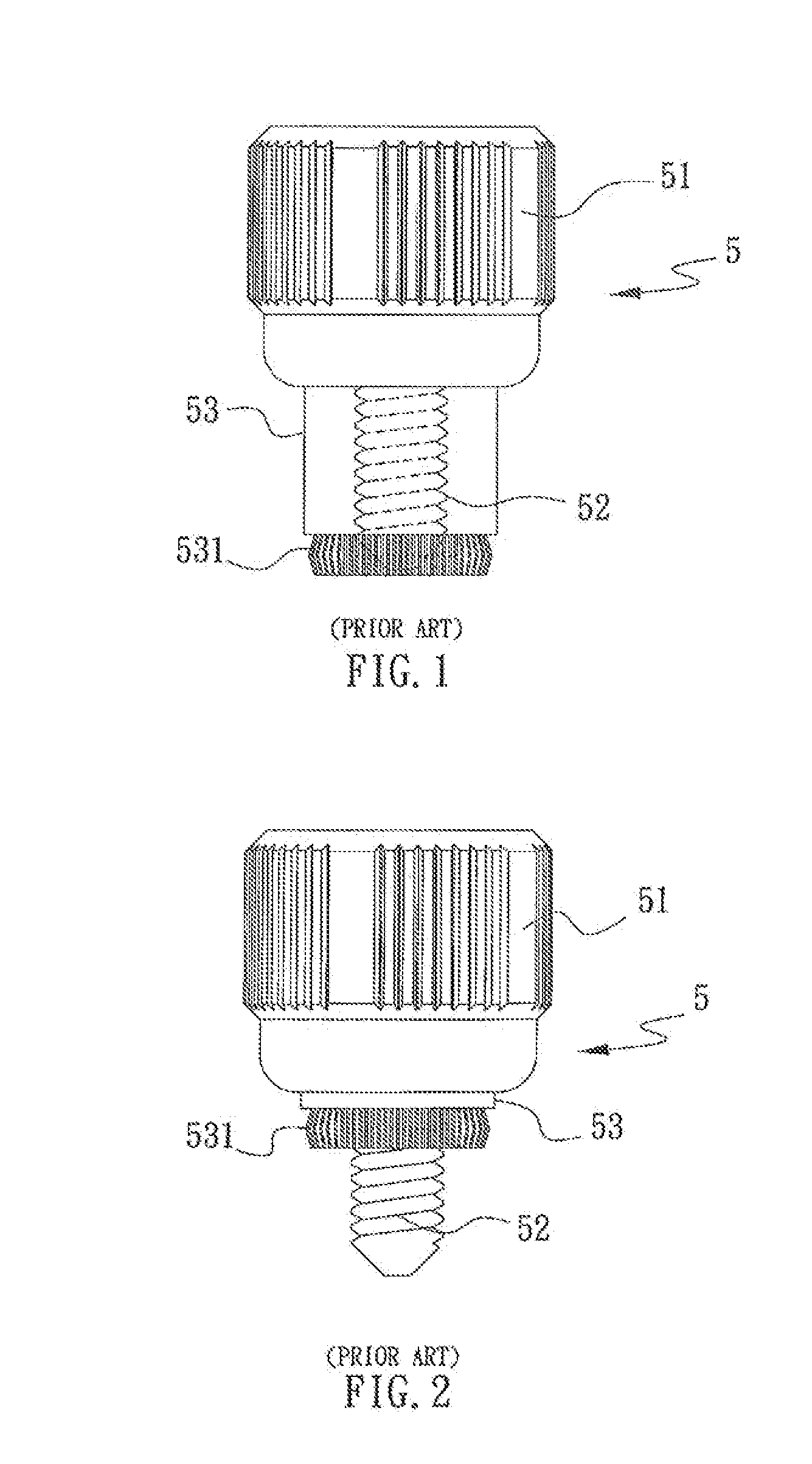 Screw structure with stop ring