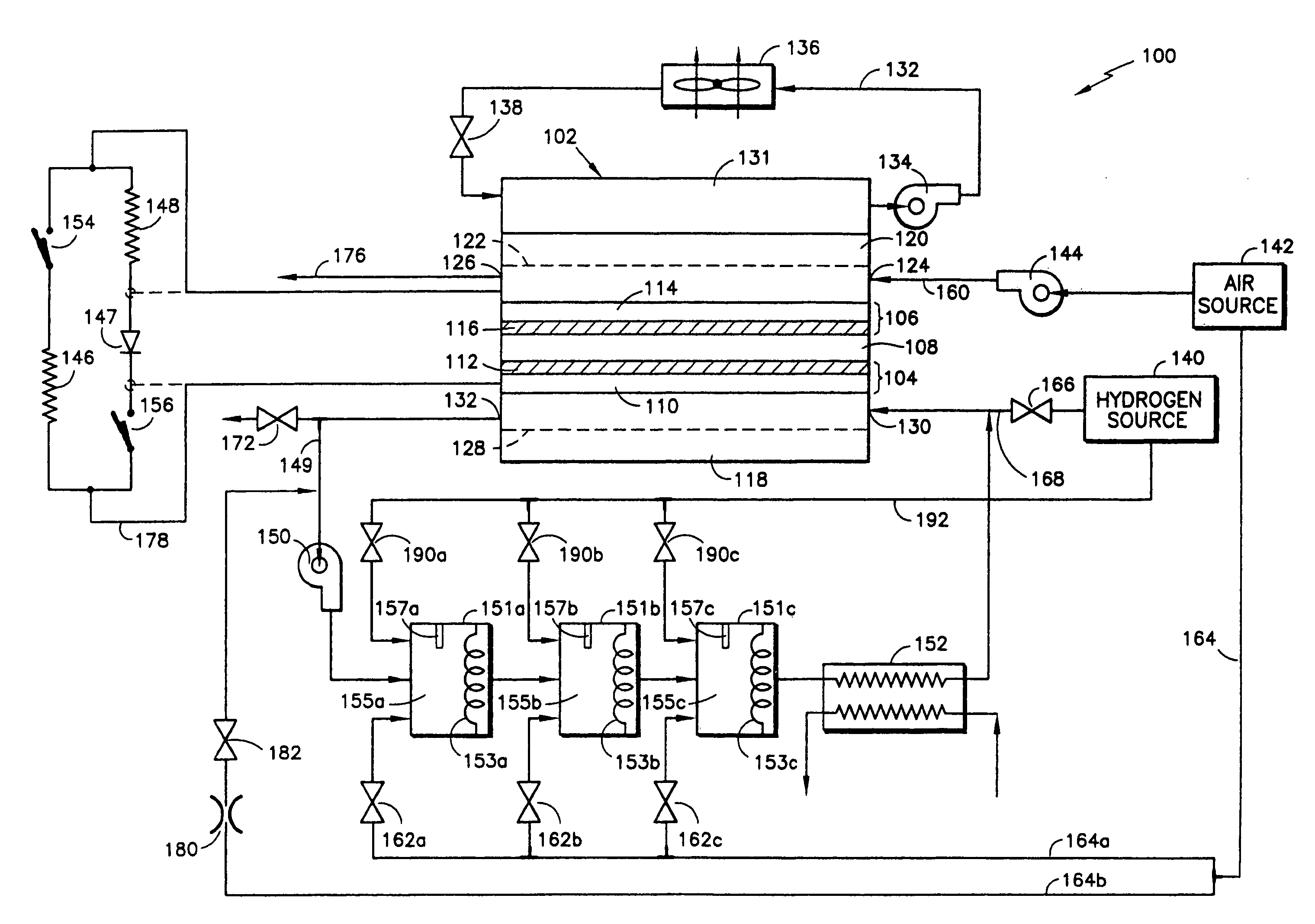 Procedure for starting up a fuel cell system having an anode exhaust recycle loop