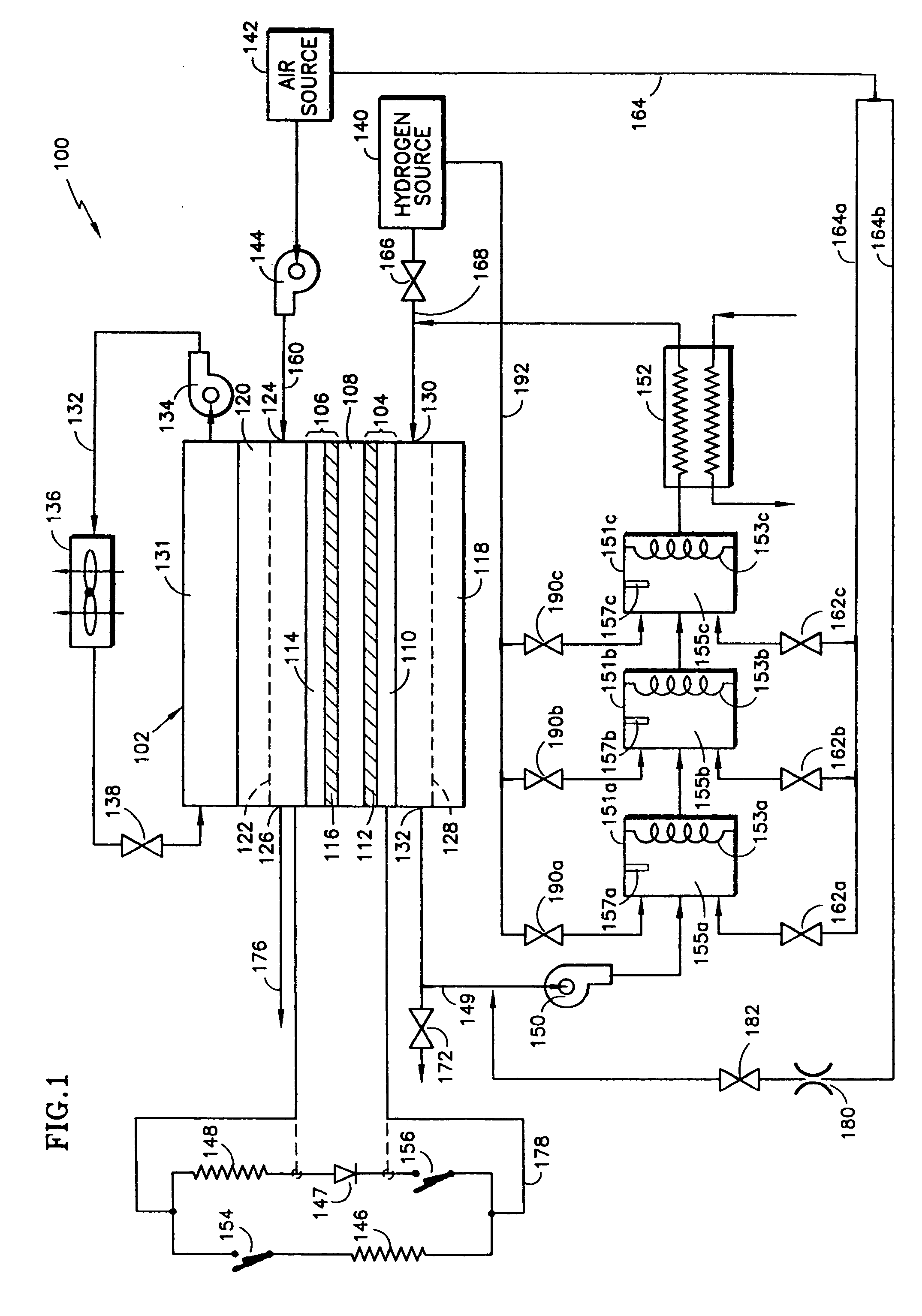 Procedure for starting up a fuel cell system having an anode exhaust recycle loop