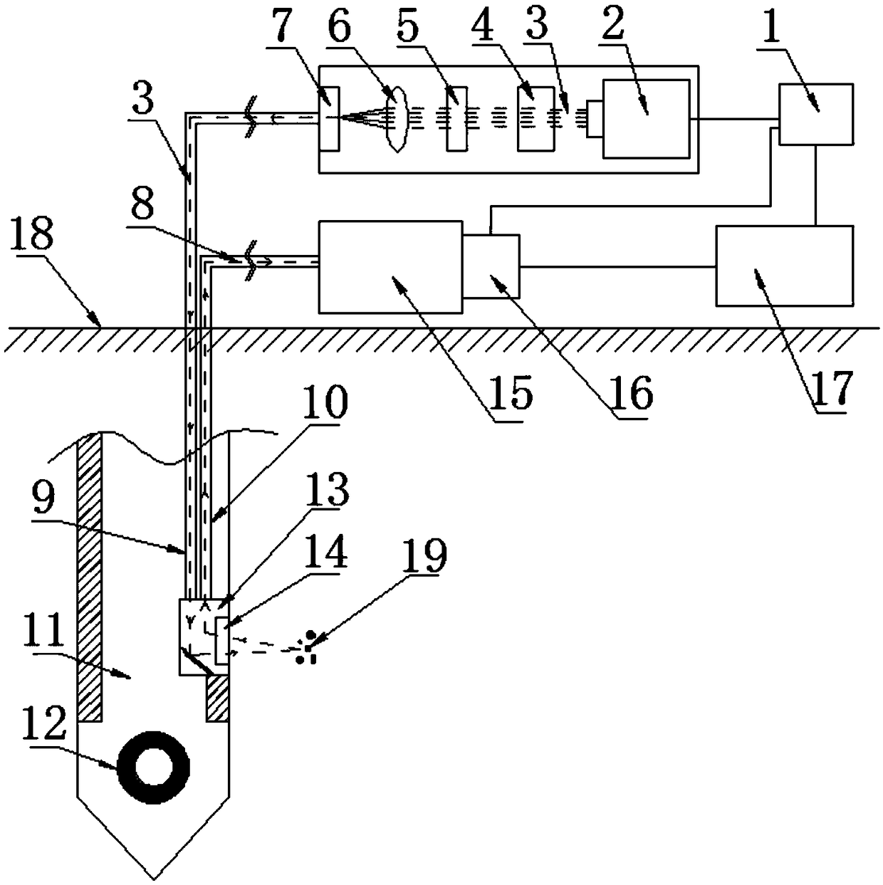 Laser fluorescent induction technology-based real-time in-situ detection device for soil pollution