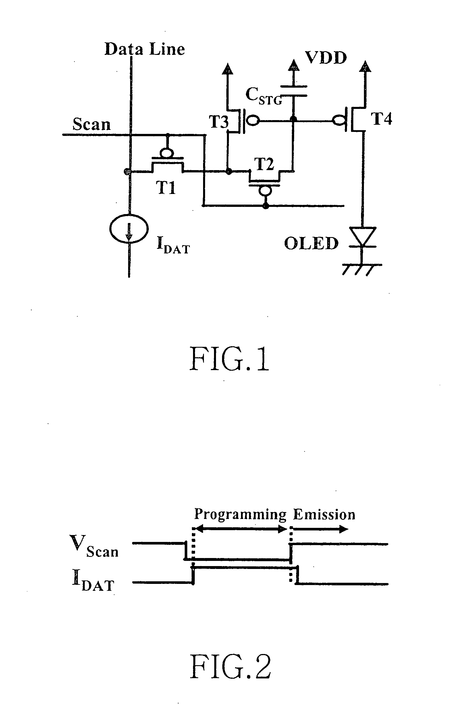 Picture element structure of current programming method type active matrix organic emitting diode display and driving method of data line