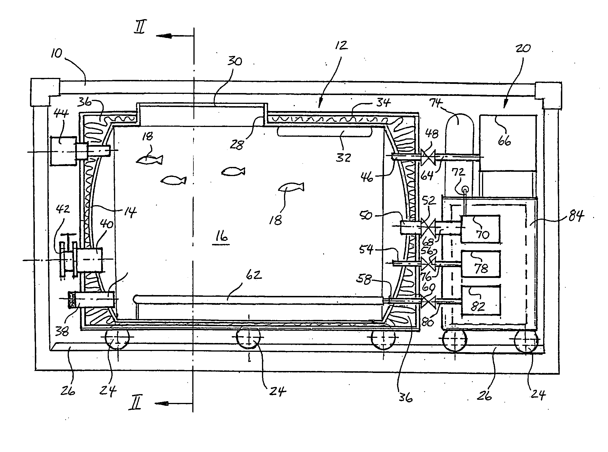 Method and device for transporting live fish and shellfish