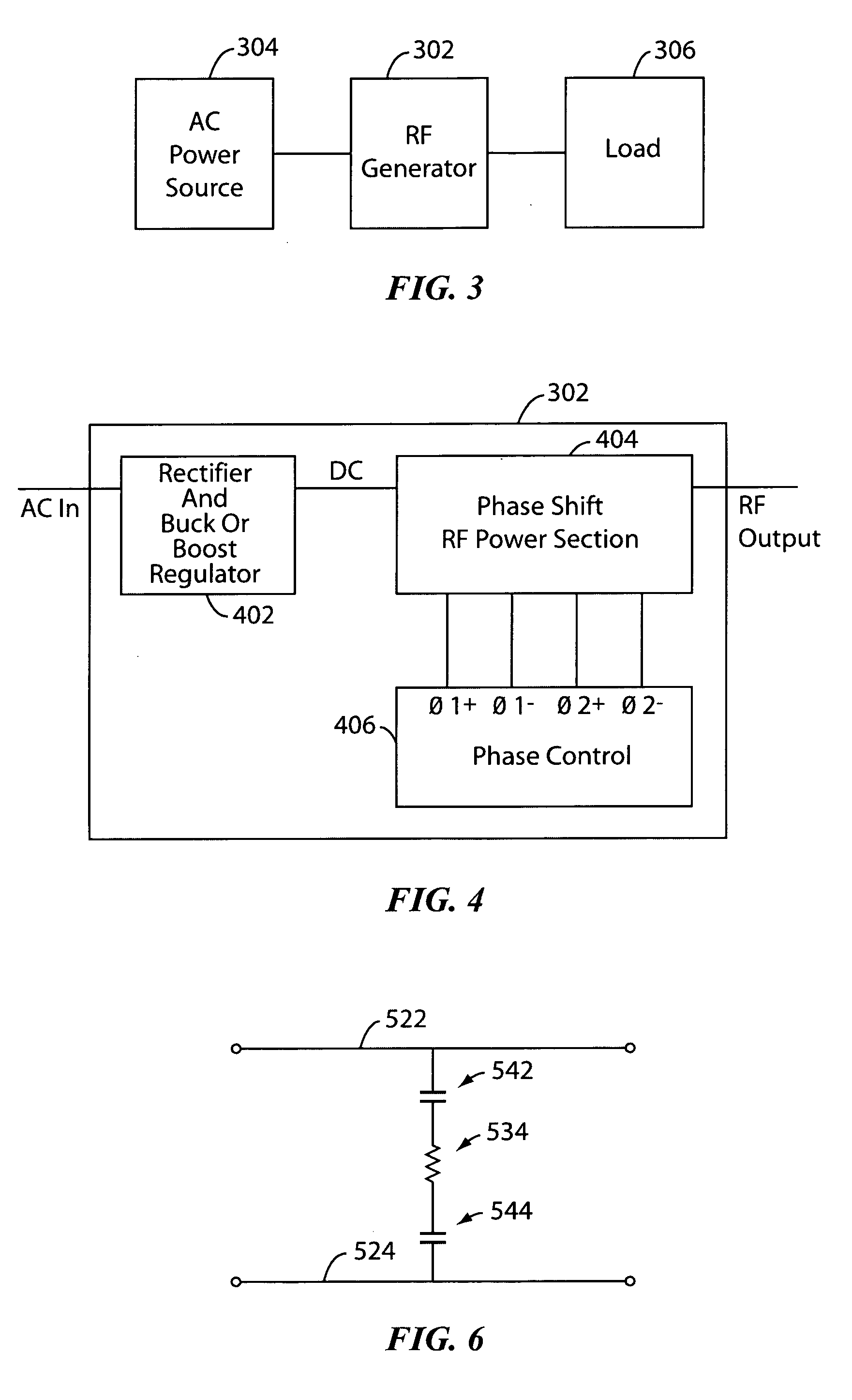 RF generator with phase controlled mosfets