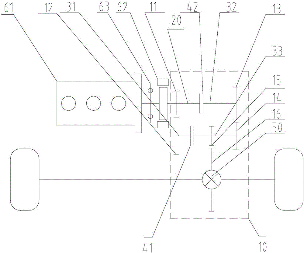 Horizontally-arranged single-power source vehicle drive assembly