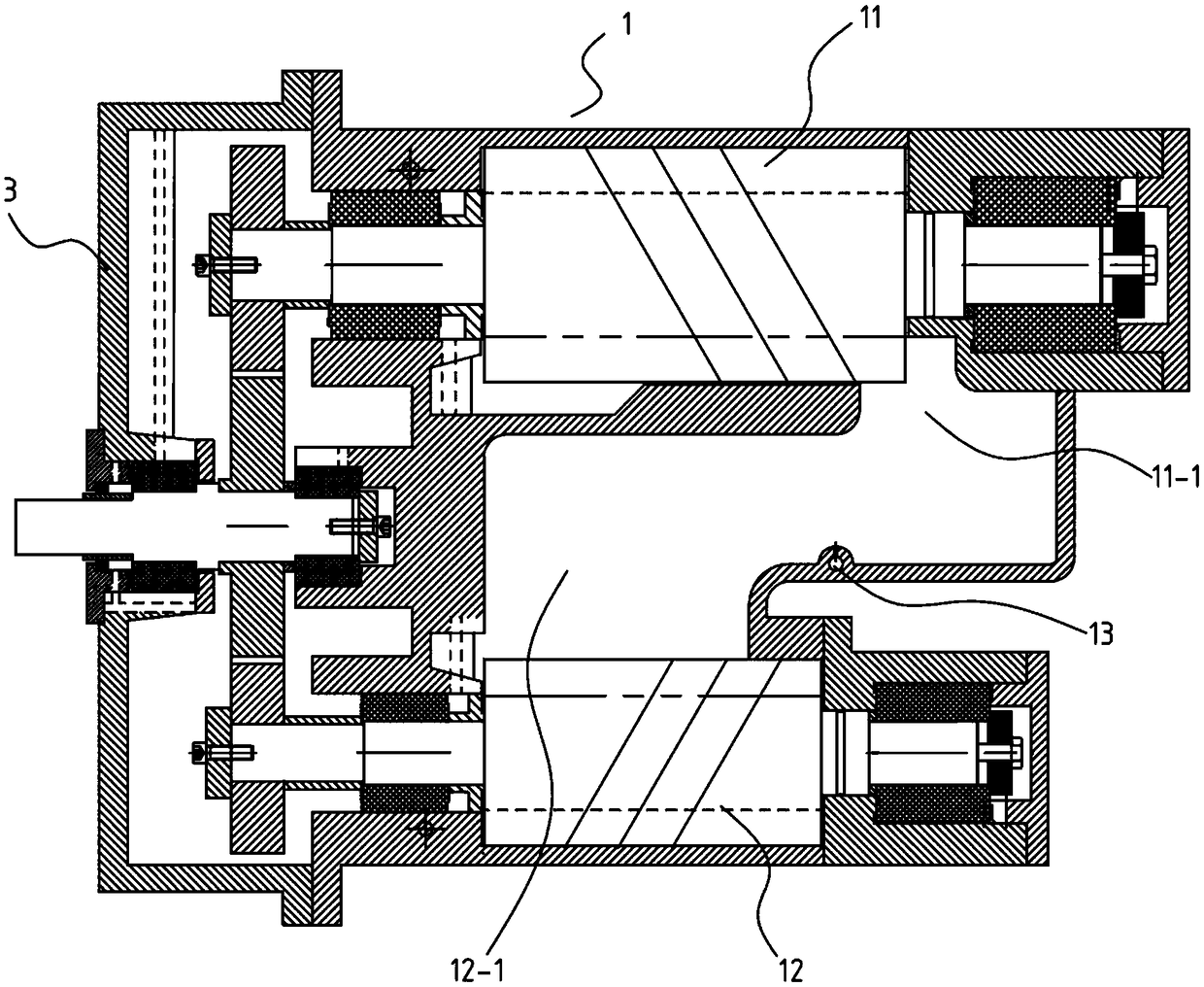 Two-stage water spraying screw mainframe