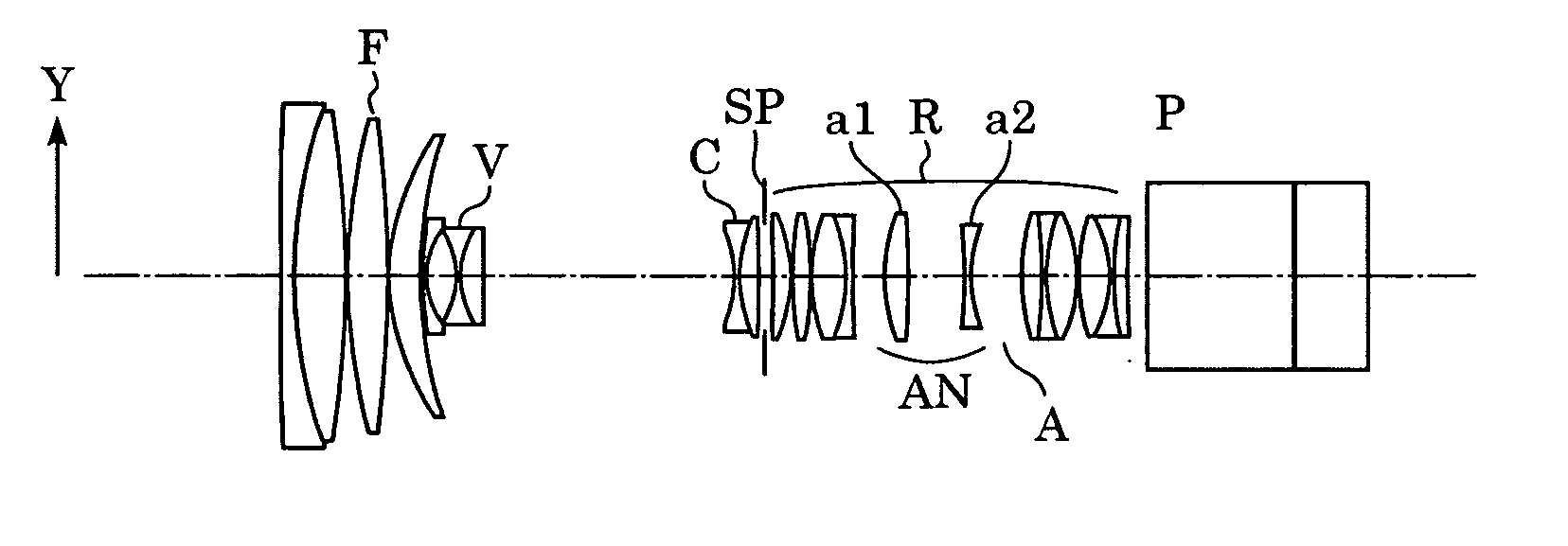 Anamorphic converter, lens device using the same, and image-taking device using the same