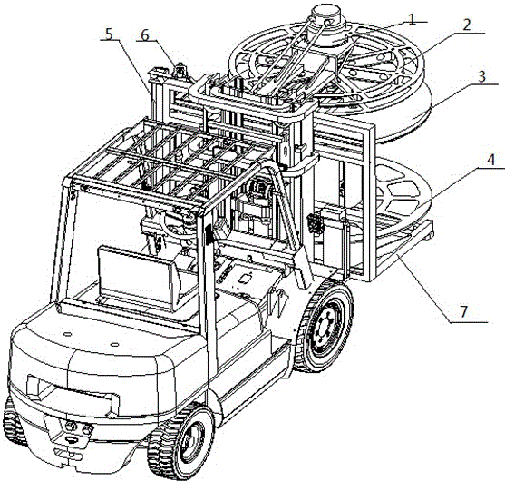 Forklift accessory optical cable automatic winding-unwinding mechanism