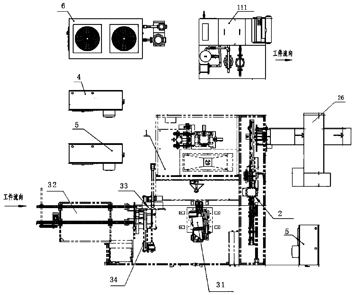 Full-automatic rack vertical quenching and horizontal tempering equipment