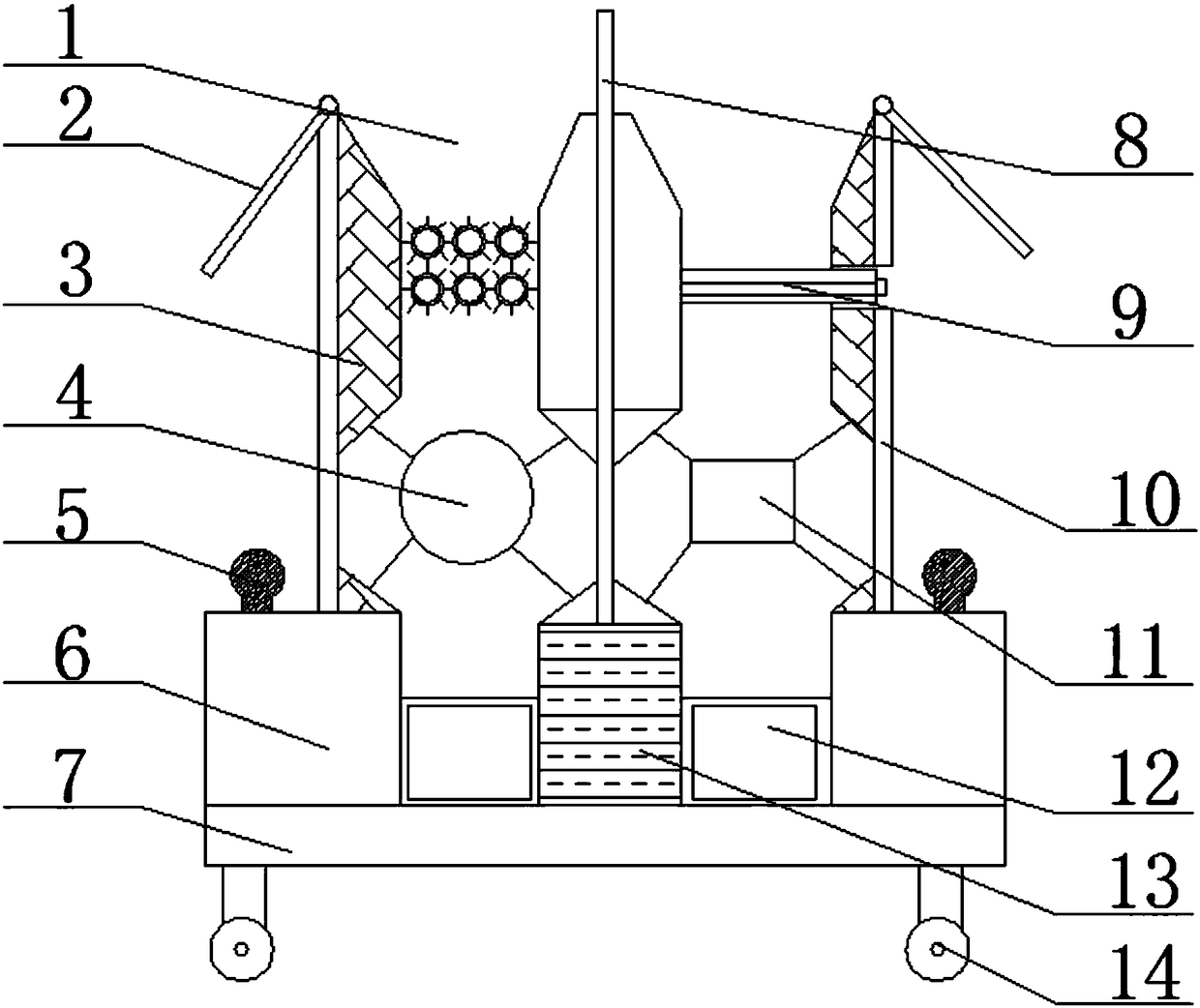 Multi-stage crushing device of construction waste treatment