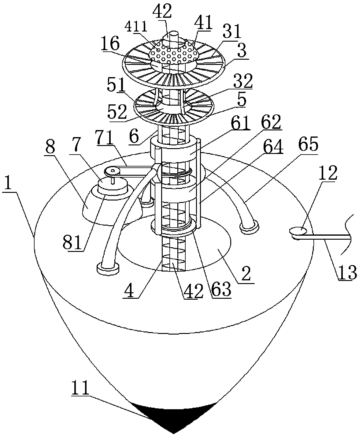 Device for throwing fish food on water surface