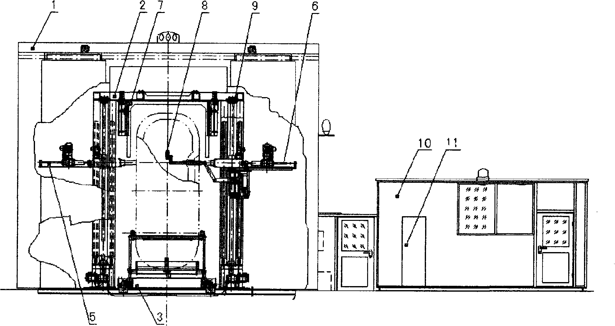 X-ray detection machine for giant engineering tyres