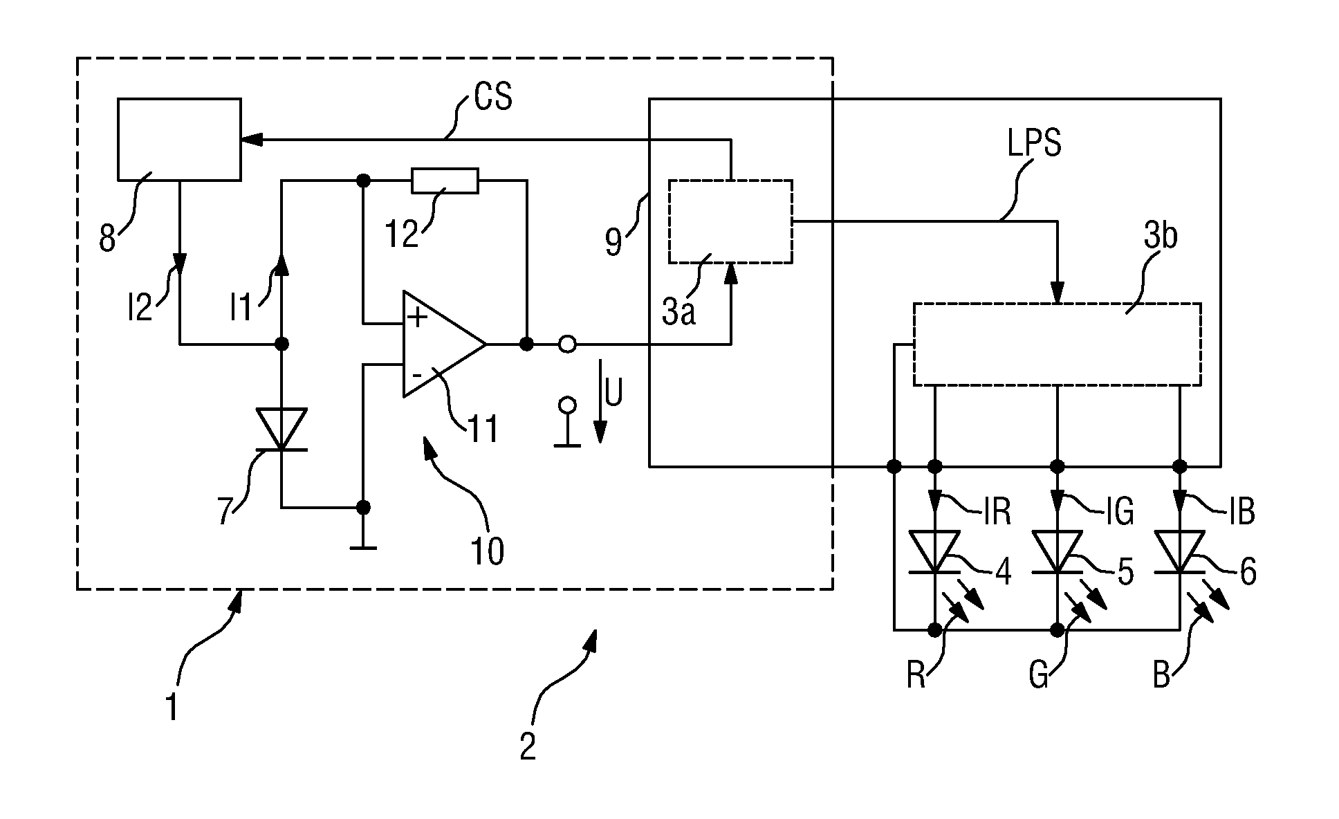 Circuit for and a method of sensing a property of light