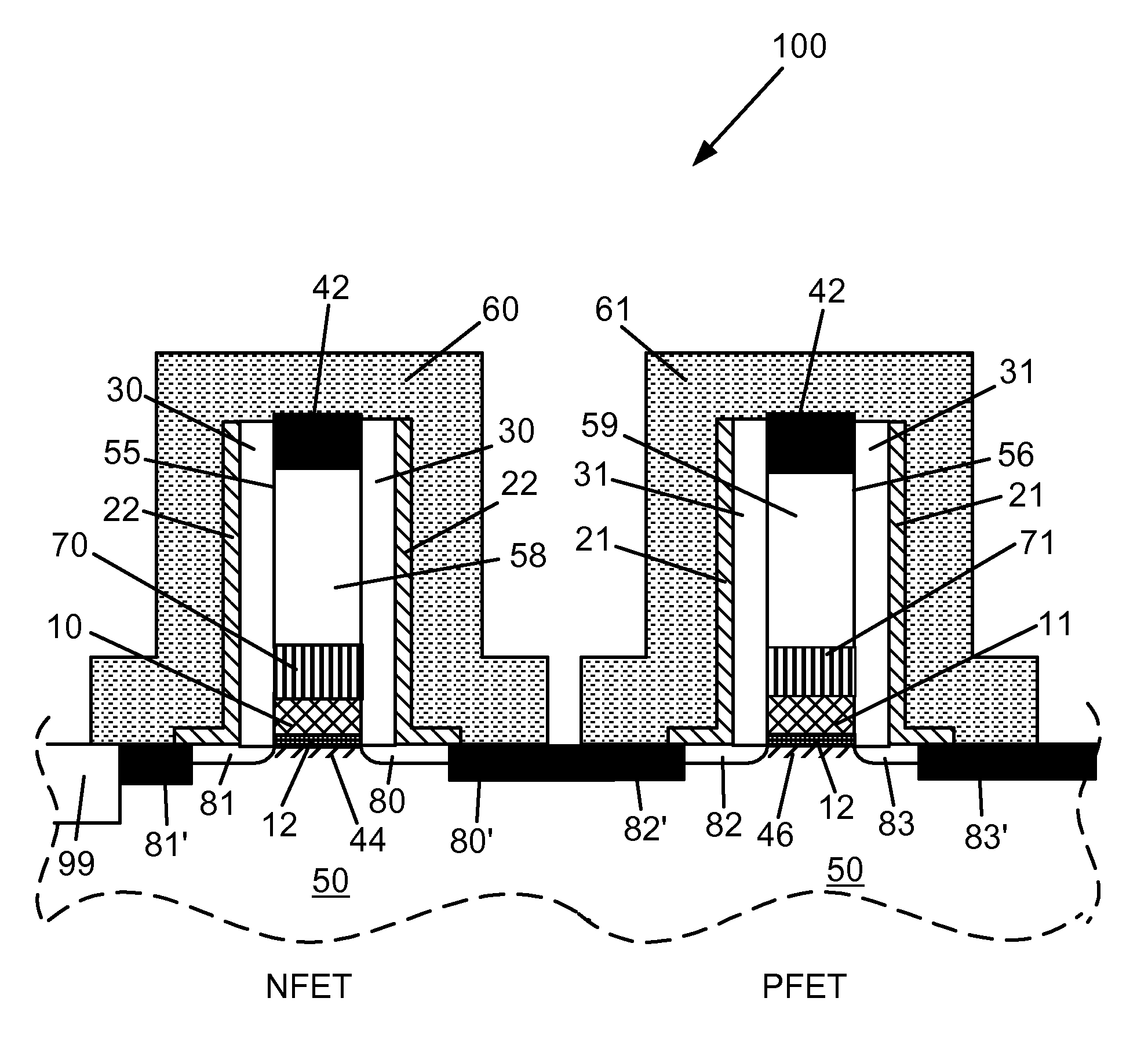 Simple Low Power Circuit Structure with Metal Gate and High-k Dielectric